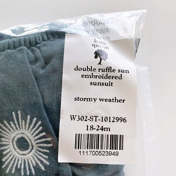 Kate Quinn Organics Baby Girl Double ruffle sun embroidered Sunsuit 18-24 Months - Picture 6 of 6